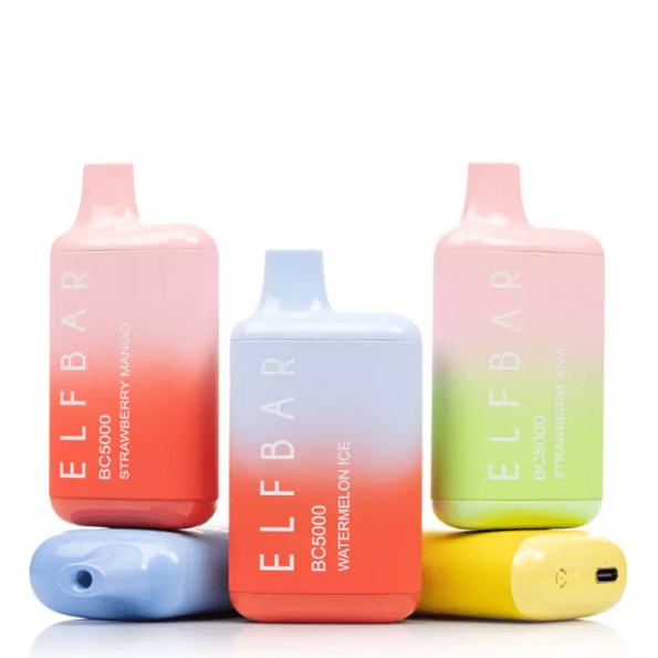 Elf Bar vape pod com destaque para os sabores mais populares, como Blue Razz Lemonade e Watermelon Ice, destacando o foco no melhor sabor de pod Elf Bar.