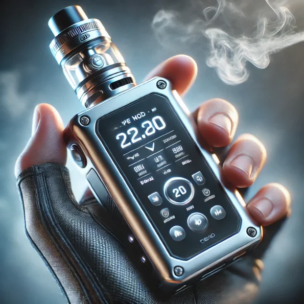 O que é Mod? de vape sendo segurado por uma pessoa, destacando seu design moderno e funcionalidade avançada.