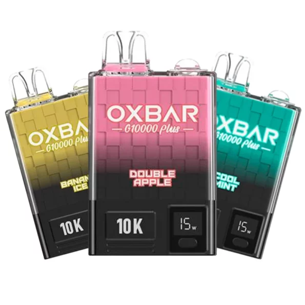 Pod descartável Oxbar 10K com design compacto e opções de sabores variados.